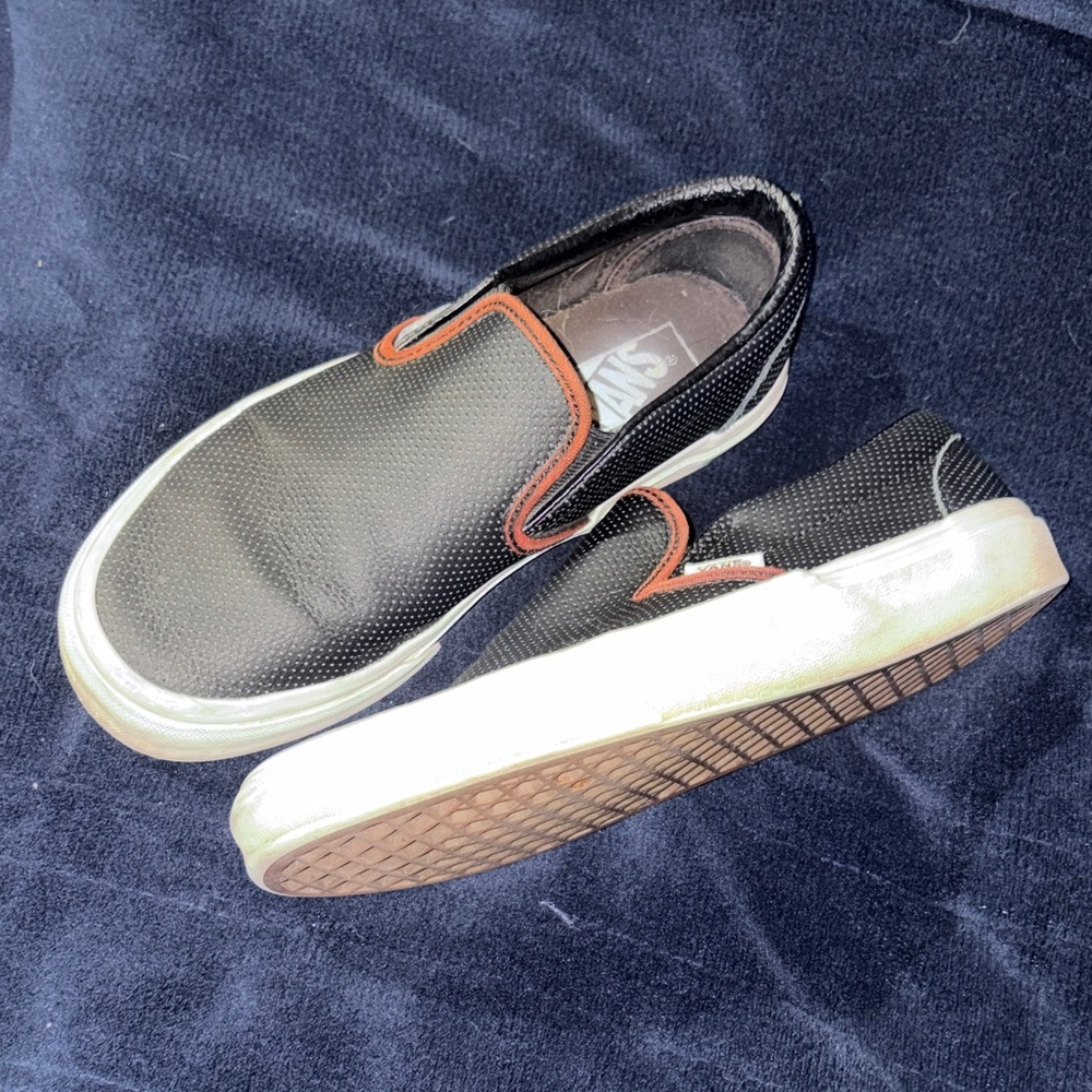 Vans Black Slip-On Loafers with Brown Trim